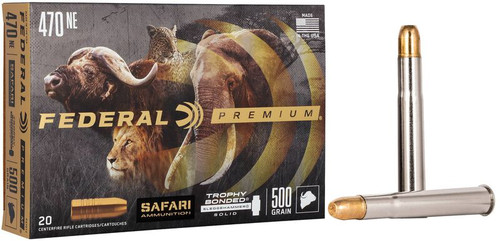 Federal Premium 470 Nitro Express 500 Gr Trophy Bonded Sledgehammer Solid, 20 Rounds