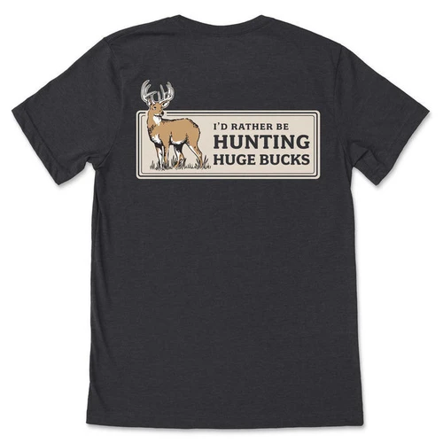 MeatEater Rather Be Hunting Huge Bucks T-Shirt, Charcoal Heather, Small
