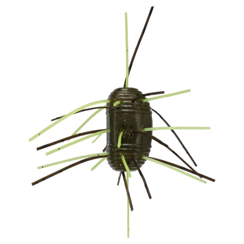 Yamamoto Fuzzy Nut, 1.5", Green Pumpkin Black Flake w/Chartreuse Skirt, 6pk