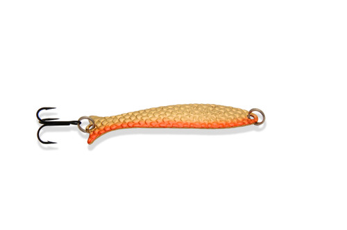 Mooselook Wobbler Spoon, 3-7/8", 3/8 oz, Gold Orange NuWrinkle