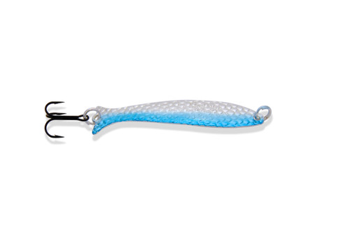 Mooselook Wobbler Spoon, 3-7/8", 3/8 oz, Silver Blue NuWrinkle