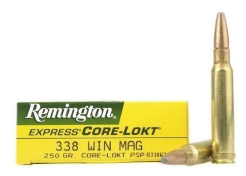 Remington Core-Lokt 338 Win Mag 250 Grains Pointed Soft Point Ammunition, 20 Rounds