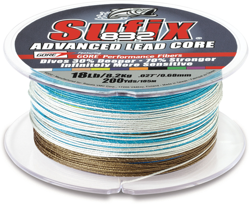 Sufix 832 Advanced Lead Core, 18lb, 200yd, 10-Colour Metered