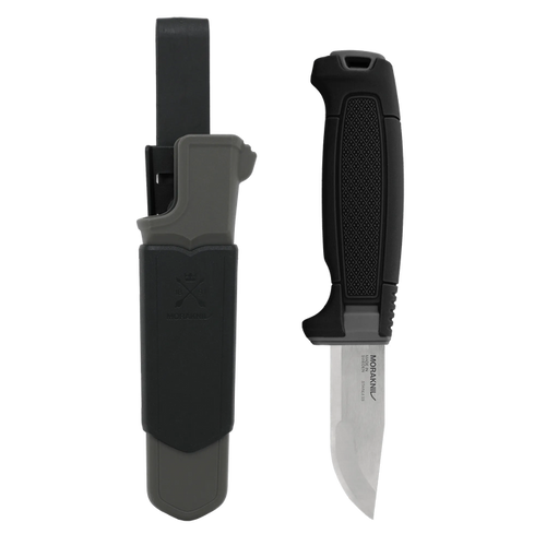 Morakniv Amberg Compact Knife, 3.03" Fixed Blade, Black, w/ Click-On Mount and Sheath