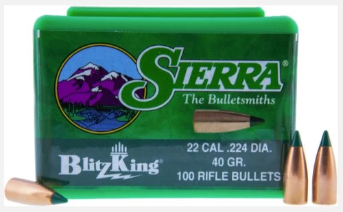 Sierra BlitzKing 22 Cal (.224"), 40 Gr BGB Tipped Bullets, 500 Pack