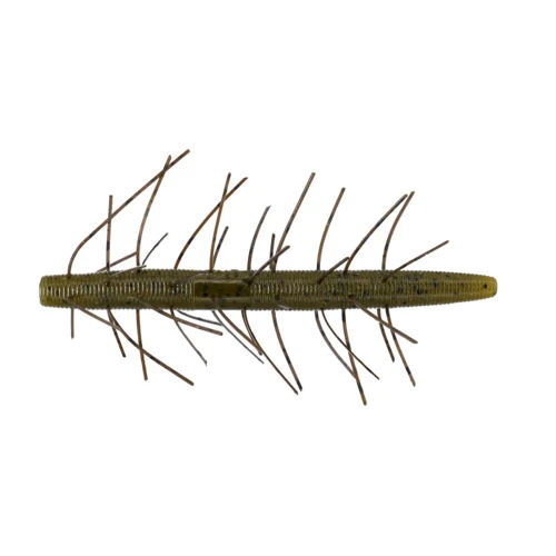 Yamamoto 4" Fuzzy Senko, Green Pumpkin Black Flake, 5pk