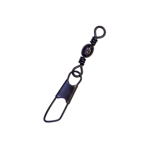 Eagle Claw Barrel Swivel w/ Safety Snap, Size 7, Black, 12 pk