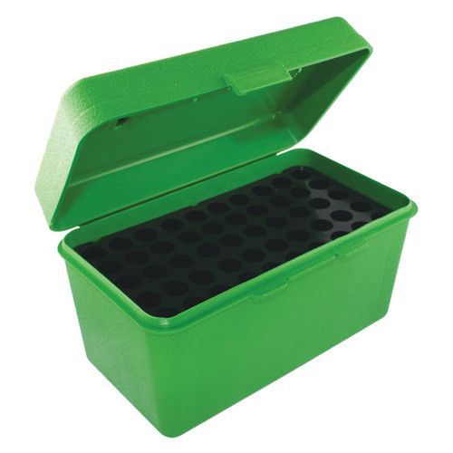 MTM Deluxe 50 Round Flip-Top Rifle Ammo Box, 22-250, .308 Win, Green