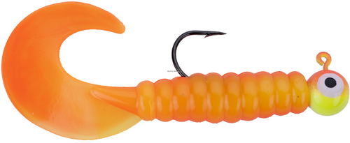 Johnson Swimming Grub 3", Hook Size 1, Char/Orange, 5 Pk