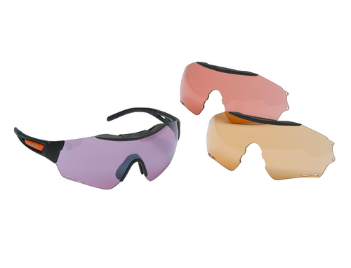 Beretta Puull Eyeglasses, 3 Lenses, Scarlet, Purple and Light Magenta