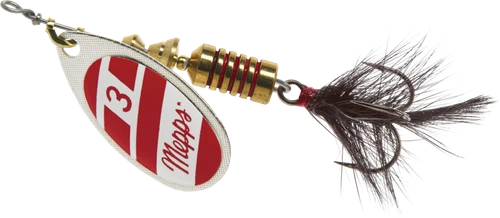 Mepps Aglia In-Line Spinner, #3, 1/4 Oz, Dressed, Red/ White