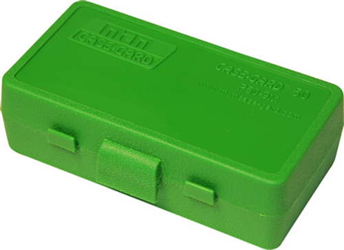 MTM 50 Rd Flip Top Ammo Box, 9mm, Green