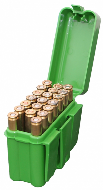 MTM 20 Round Flip Top Small Rifle Belt Box, Green