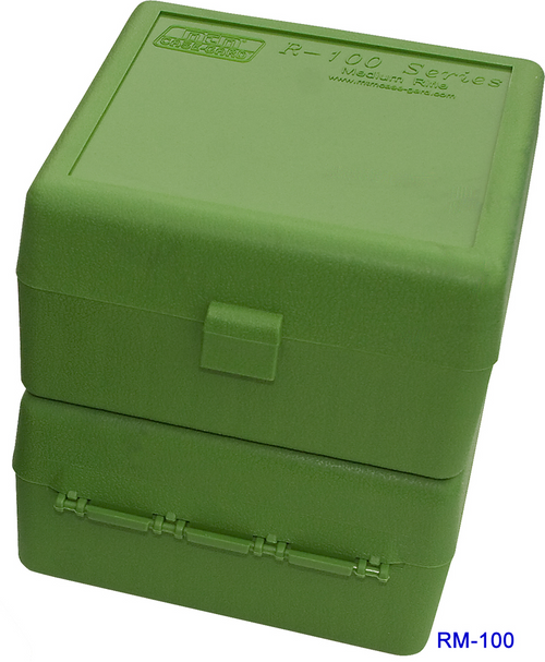 MTM 100 Rd Flip Top Medium Rifle Ammo Box, Green