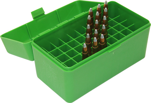 MTM 50 Round Flip Top Small Rifle (500 S&W) Ammo Box, Green