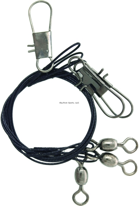 Mustad Nylon Coated Wire Leader W Crane Swivel and Snap, 30lb, 3 Pk