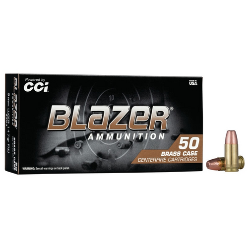 CCI Blazer Brass 9mm Luger, 147 Gr, FMJ, 50 Rds