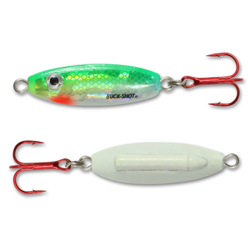 Northland Buck-Shot Rattle Spoon, 3/8 Oz, Super-Glo Perch