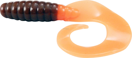 Set The Hook Grub, 3" Brown/Orange Tail, 12 Pk