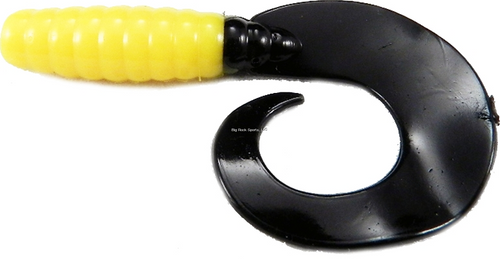 Set The Hook Grub, 3" Yellow/ Black Tail, 12 Pk