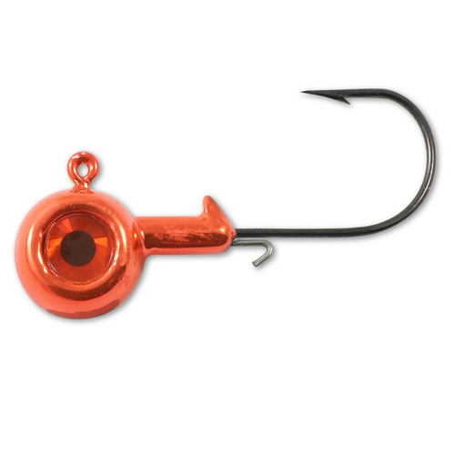 Northland Metallic Eye-ball Jig, #3/0 Hook, 3/8 oz, Orange, 3 Pc