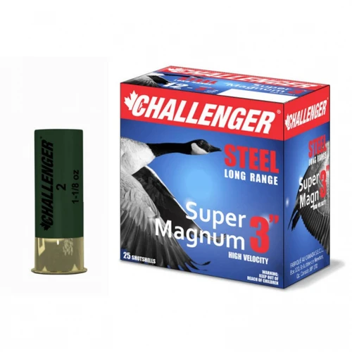 Challenger 12 Ga, 3", 1-1/8 Oz, Super Magnum #3 Steel, 25 Rnds