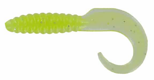 Big Bite Baits 3" Curl Tail Grub, Snot Rocket, 10 Pack