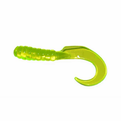 Big Bite Baits 3" Curl Tail Grub, Chartreuse, 10 Pack