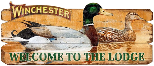 Winchester Welcome Lodge Wood 14" x 34" Sign 