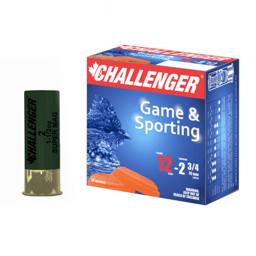 Challenger 12 Ga Super Magnum 2 3/4", #2, 1 1/2 oz, 1375 fps, 25 Rnds