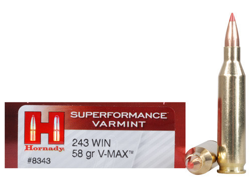 Hornady SuperFormance 243 Win, 58gr V-Max, 20 Rnds