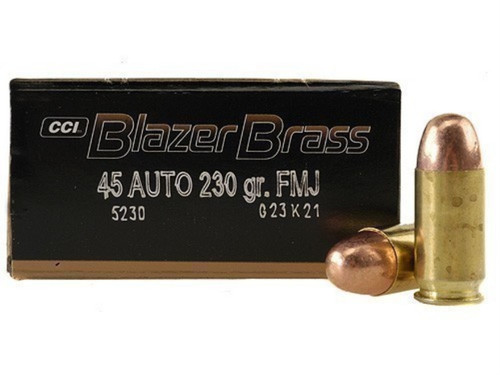 CCI Blazer Brass Cased 45 ACP 230 Grain FMJ, 50 Rnds