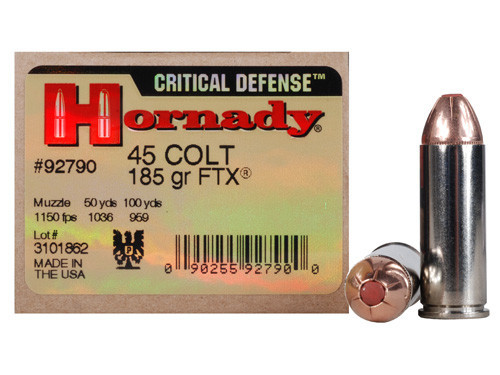 Hornady Critical Defense Pistol Ammo 45 LC, FTX, 185 Gr, 920 fps, 20 Rnd, Boxed