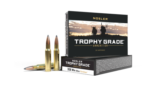 Nosler Trophy Grade Rifle Ammo, 308 Winchester, 165gr Partition, 20 Rnds