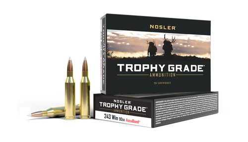Nosler Trophy Grade Rifle Ammo, 243 Winchester, 90gr AccuBond, 20 Rnds