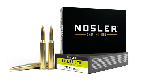 Nosler BT Ballistic Tip Rifle Ammo 270 WIN, Hunting, 140 Grains, 2900 fps, 20 Rnds