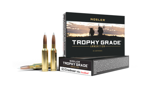 Nosler Trophy Grade Rifle Ammo, 6.5mm Creedmoor, 140gr AccuBond, 20 Rnds