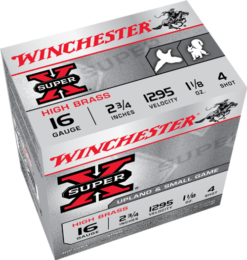 Winchester Super-X Hi Brass 16ga 2-3/4", 1-1/8oz #4, 25 Rnds