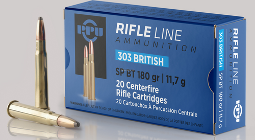 PPU Rifle Ammo 303 British, SP, 180 Gr, 20 Rnd