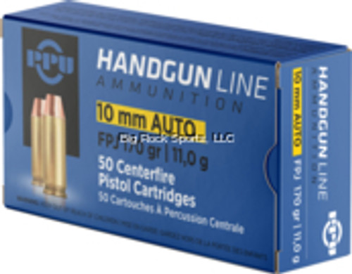 PPU PPH10F Pistol Ammo 10mm Auto FPJ 170gr, 50 Rnds