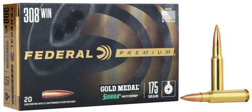 Federal Gold Medal Rifle Ammo 308 WIN, SMK BTHP, 175 Grains, 2600 fps, 20 Rnds