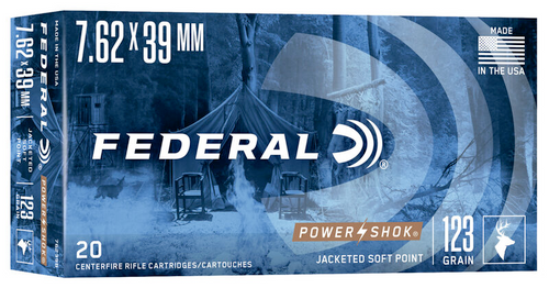 Federal Power-Shok Rifle Ammo 7.62X39 SOV, SP, 123 Grains, 2350 fps, 20 Rnds