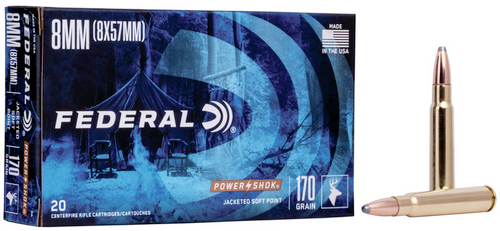 Federal Power-Shok Rifle Ammo 8MM MSR, SP, 170 Grains, 2250 fps, 20 Rnds