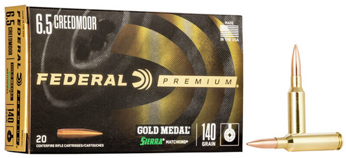 Federal Gold Medal Rifle Ammo 6.5 CREED, SMK BTHP, 140 Grains, 2675fps, 20 Rnds