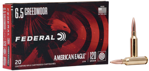 Federal American Eagle Rifle Ammo 6.5 Creedmoor 120GR Open Tip Match, 20 Rnds