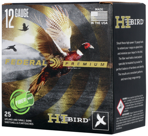 Federal Hi-Bird Shotshell 12 GA, 2 3/4", 1-1/4oz, #5, Fiber Wad, 25 Rnd Box