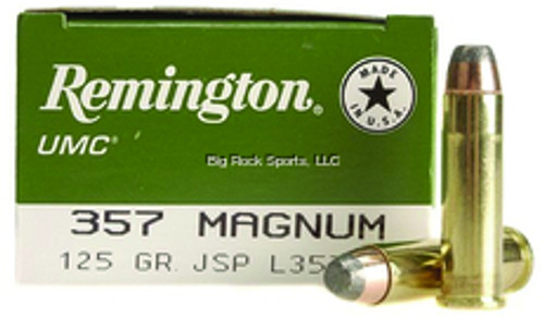 Remington UMC Pistol Ammo 357 MAG, JSP, 125 Gr, 1450 fps, 50 Rnds