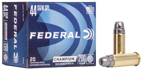 Federal Champion Target Pistol Ammo 44 SPL, SWCHP, 200 Gr, 870 fps, 20 Rnds