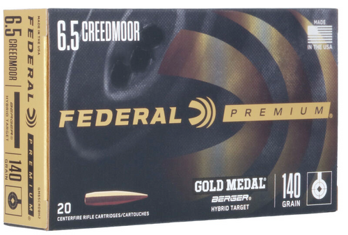 Federal Gold Medal Rifle Ammo 6.5 Creedmoor Berger Hybrid Target, 140 Gr, 2725 fps, 20 Rnds