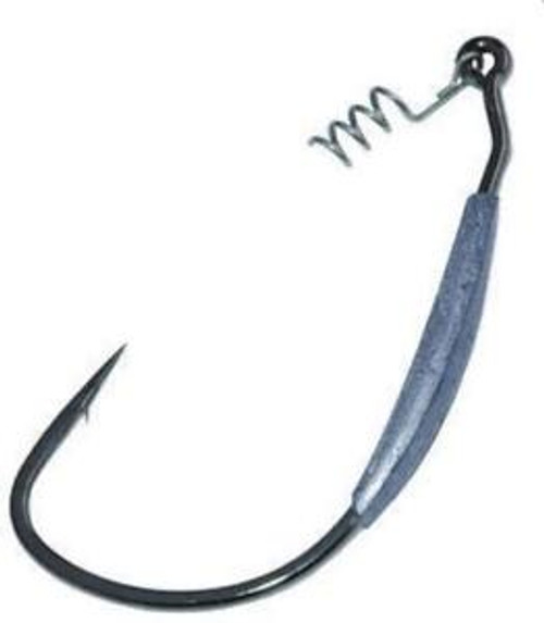 Gamakatsu Superline Weighted Worm Hook with Spring Lock, Size 4/0, 1/8 oz, Needle Point, Extra Wide Gap, NS Black, 4 per Pack